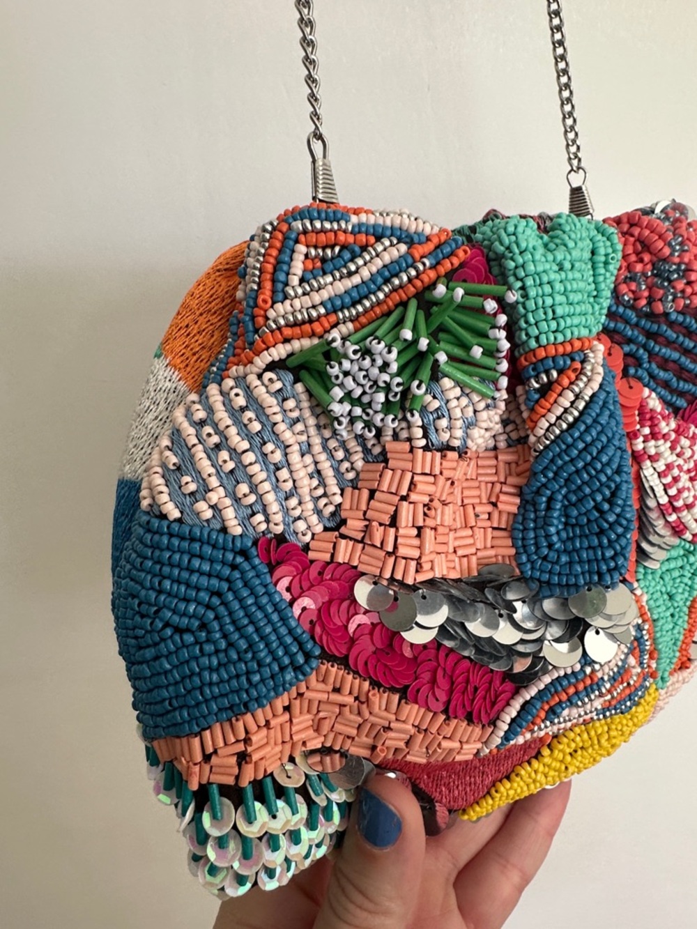 Parfois Beaded Multicolor Patchwork Evening Bag - used in very good condition - Picture 5 of 6